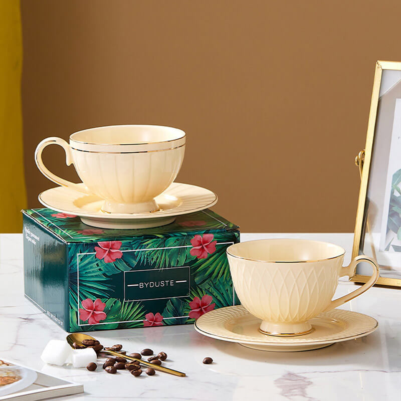 Lighteme Retro Ceramic Coffee Cup And Saucer Set
