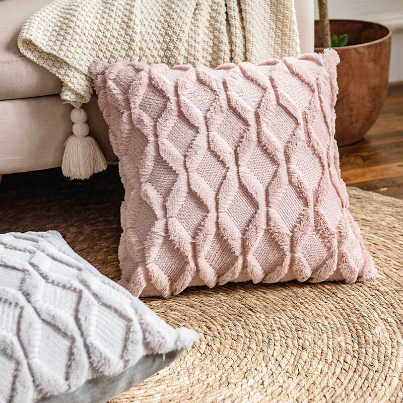 Lighteme Rhombus Plush Throw Pillow Cover