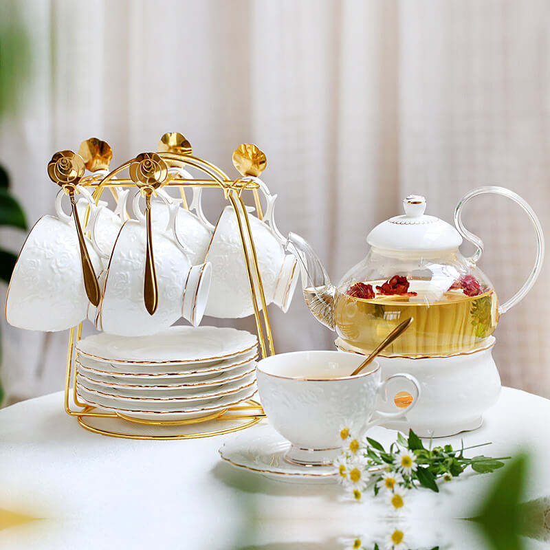 Ensemble de théières en céramique gaufrée Lighteme Rose