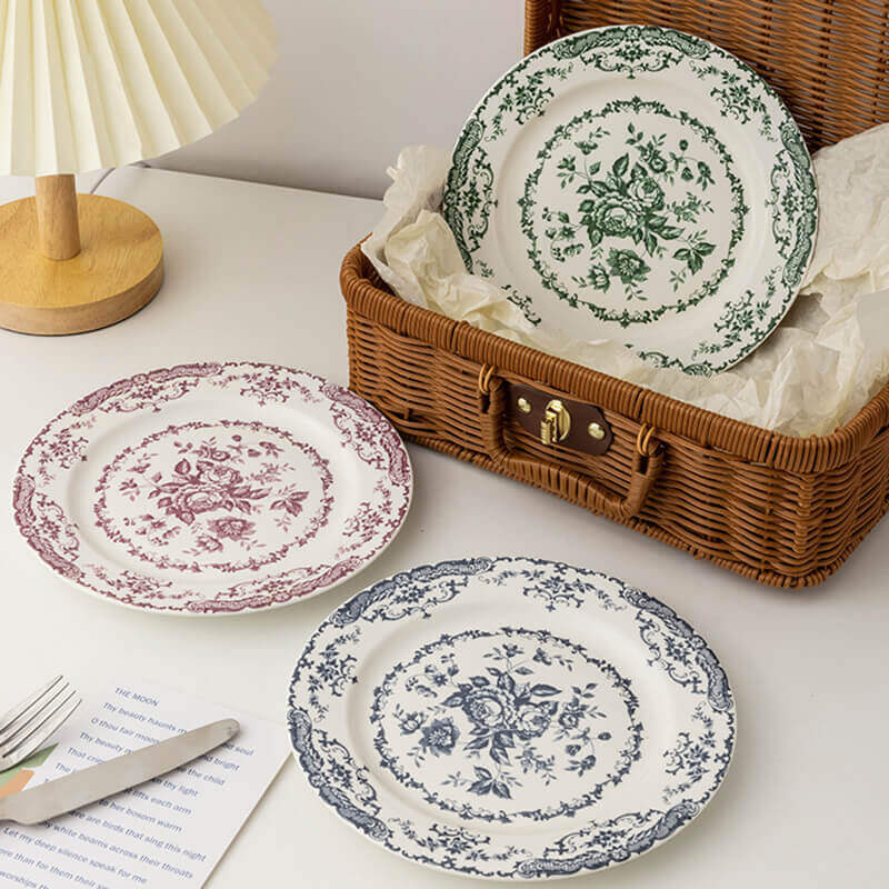 Lighteme Rose Print Ceramic Dinner Plate