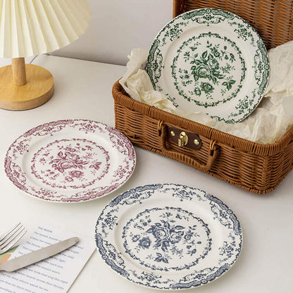 Lighteme Rose Print Ceramic Dinner Plate