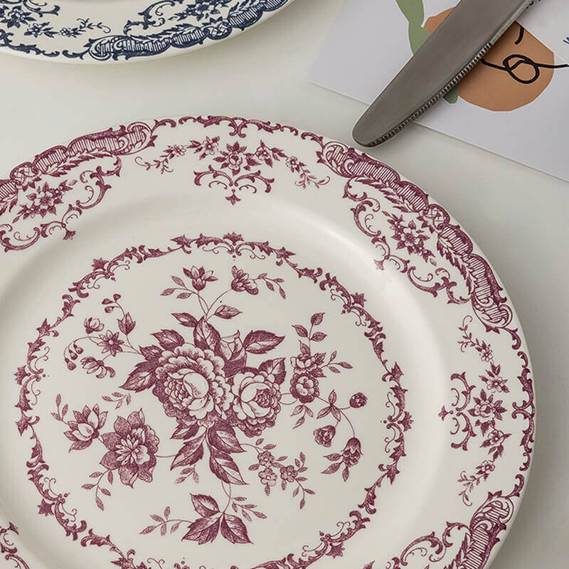 Lighteme Rose Print Ceramic Dinner Plate