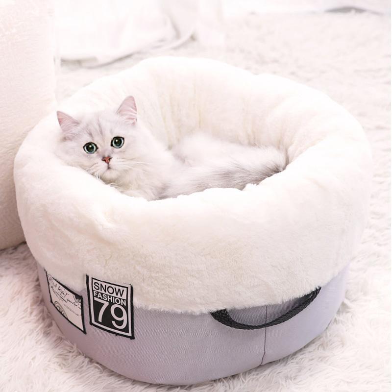 Nid rond Lighteme pour chat, idéal pour un sommeil profond (2 couleurs et 2 tailles)