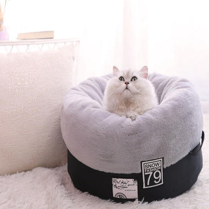 Nid rond Lighteme pour chat, idéal pour un sommeil profond (2 couleurs et 2 tailles)