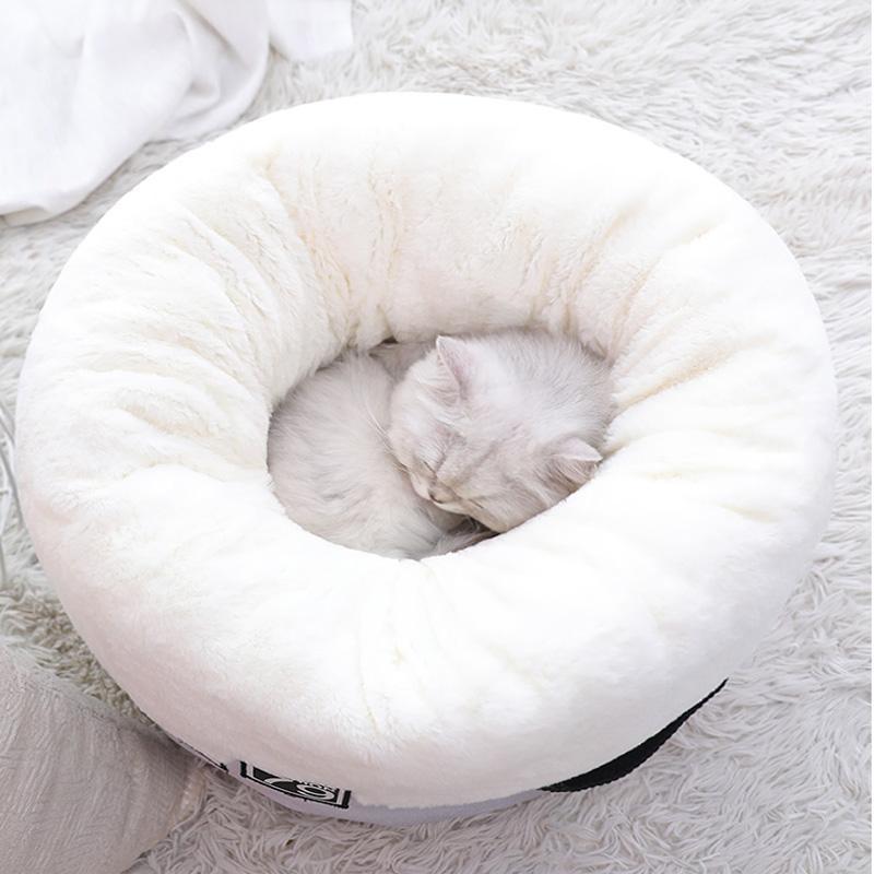Nid rond Lighteme pour chat, idéal pour un sommeil profond (2 couleurs et 2 tailles)