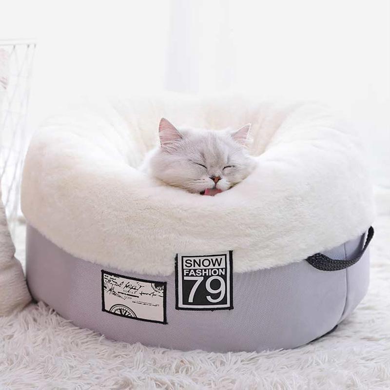 Nid rond Lighteme pour chat, idéal pour un sommeil profond (2 couleurs et 2 tailles)