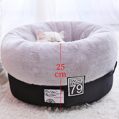 Nid rond Lighteme pour chat, idéal pour un sommeil profond (2 couleurs et 2 tailles)