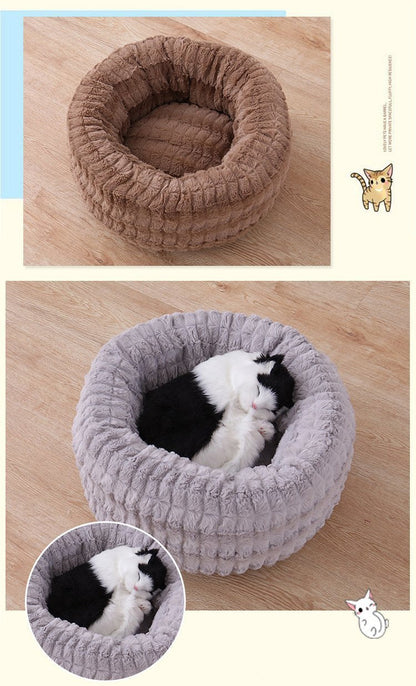 Lighteme Round Short Plush Pet Bed Warm Dog Cat Nest (3 colors & 3 sizes)