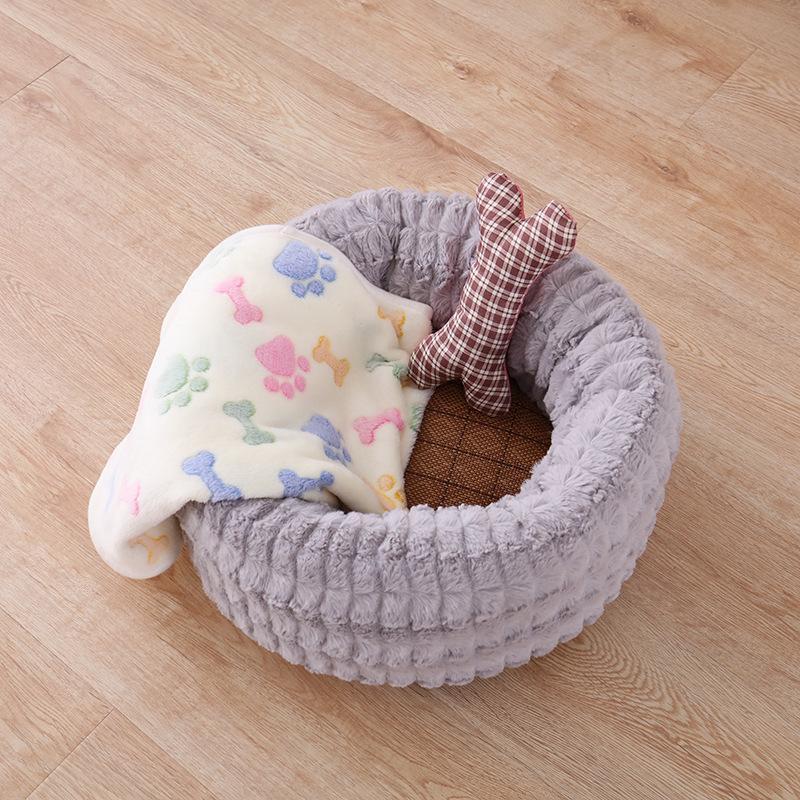 Lighteme Round Short Plush Pet Bed Warm Dog Cat Nest (3 colors & 3 sizes)