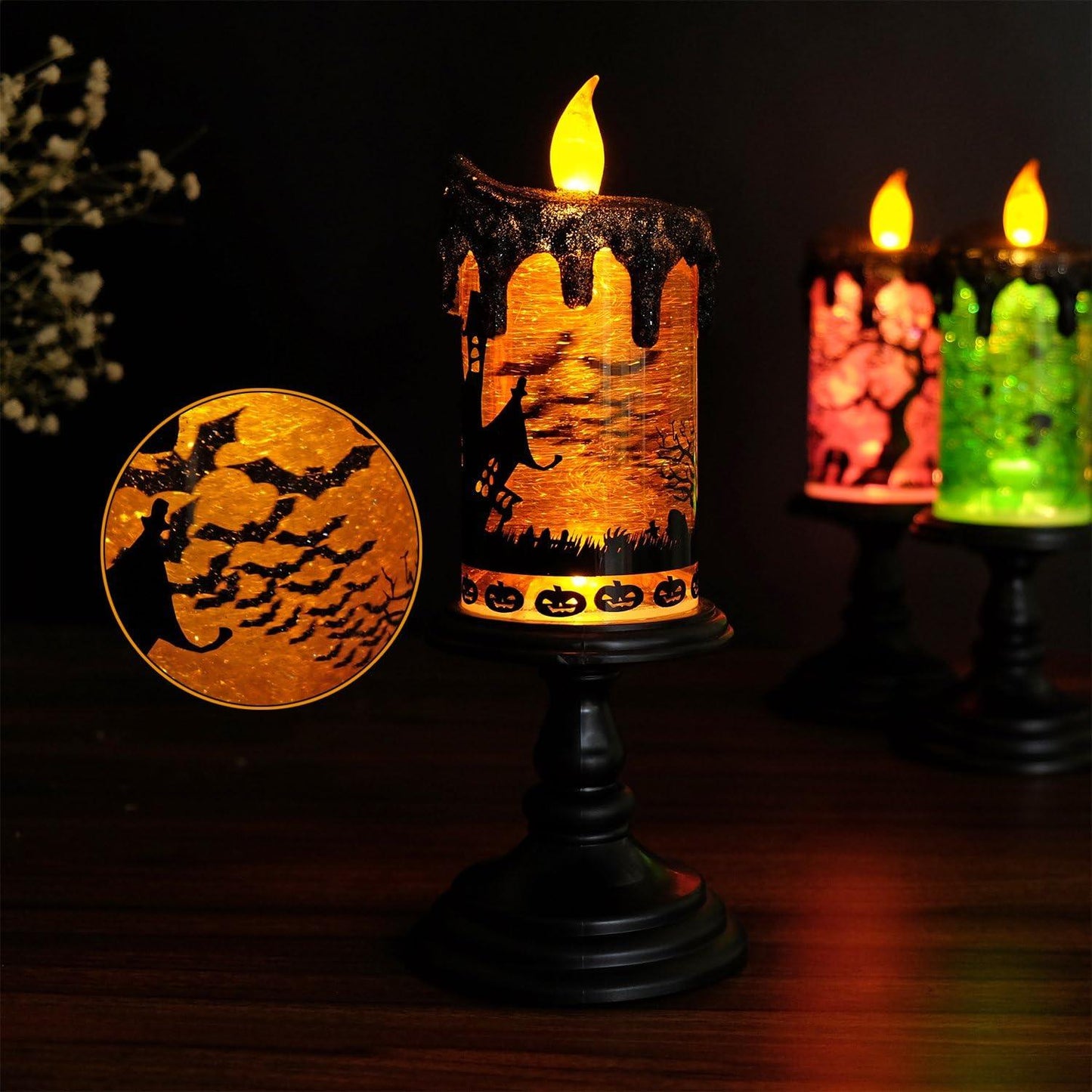 Lighteme Grand glitzernde Halloween-LED-Kerzen 