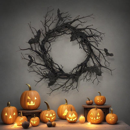 Lighteme Halloween-Kranz mit roten LED-Lichtern