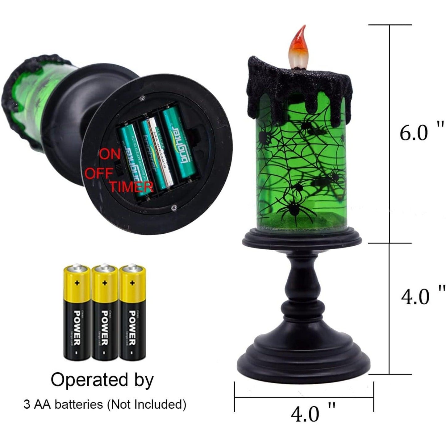 Lighteme Grand glitzernde Halloween-LED-Kerzen 