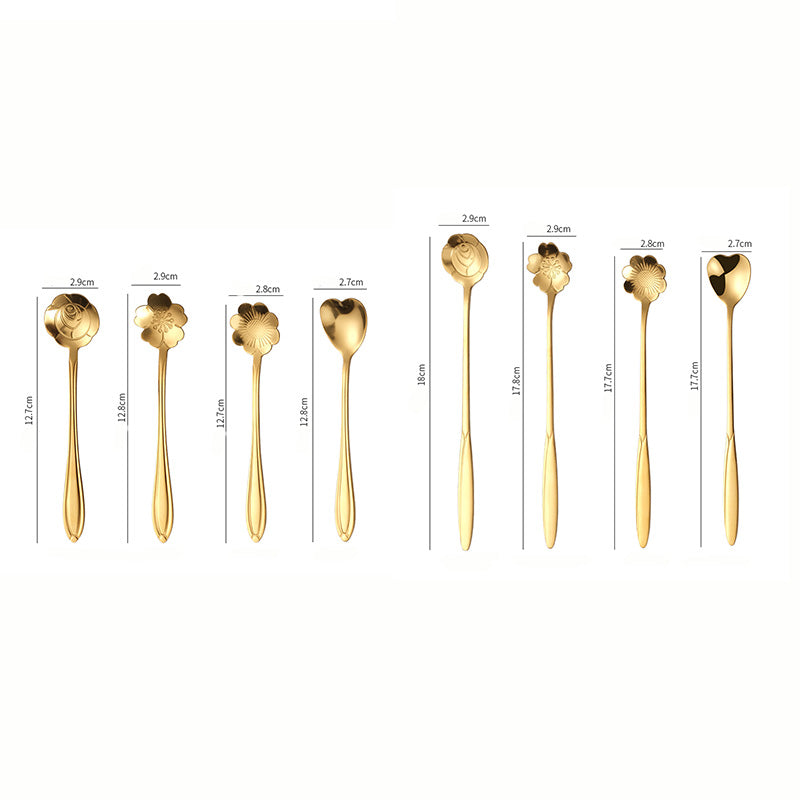 Lighteme Golden Flower Dessert Spoon 8pcs Set