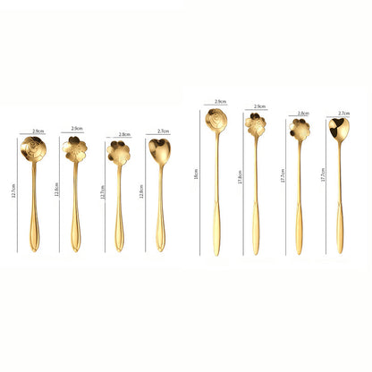 Lighteme Golden Flower Dessert Spoon 8pcs Set