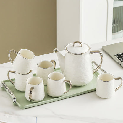 Lighteme Silver Edge Ceramic Teapot Set