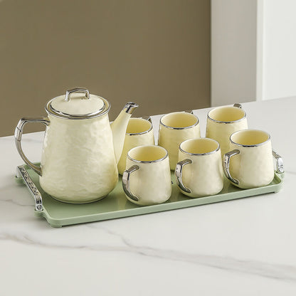 Lighteme Silver Edge Ceramic Teapot Set