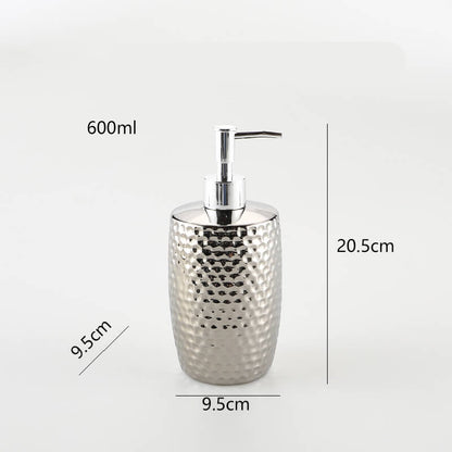 Distributeur de savon en céramique argentée gaufrée Lighteme