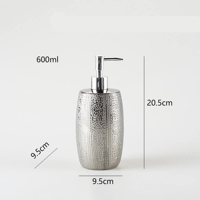 Distributeur de savon en céramique argentée gaufrée Lighteme