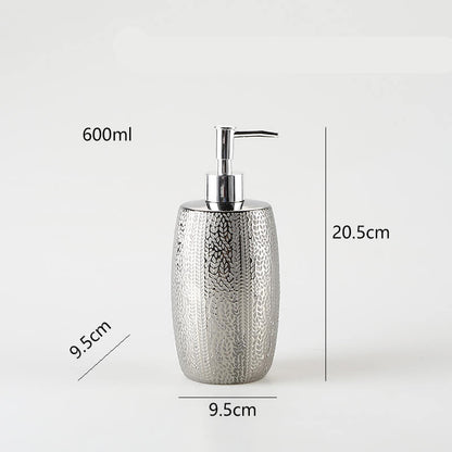 Distributeur de savon en céramique argentée gaufrée Lighteme