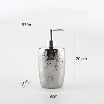 Distributeur de savon en céramique argentée gaufrée Lighteme