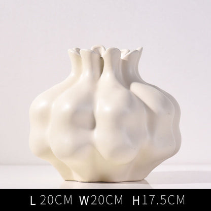 Vase en céramique crème de couleur unie Lighteme