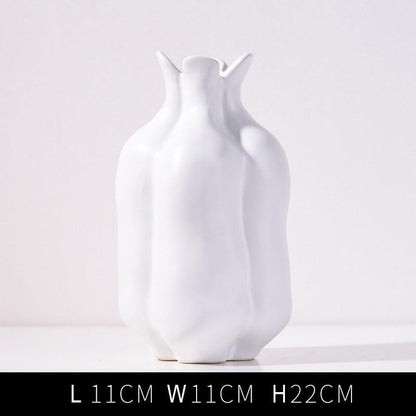 Vase en céramique crème de couleur unie Lighteme