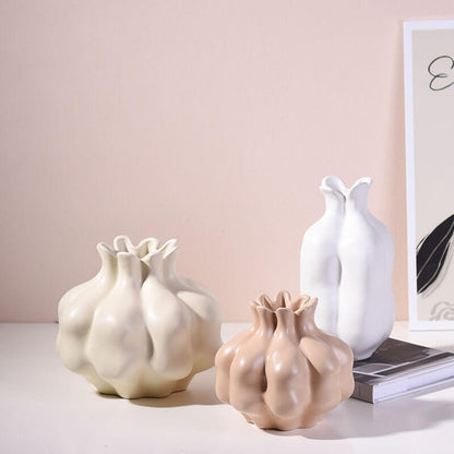 Vase en céramique crème de couleur unie Lighteme