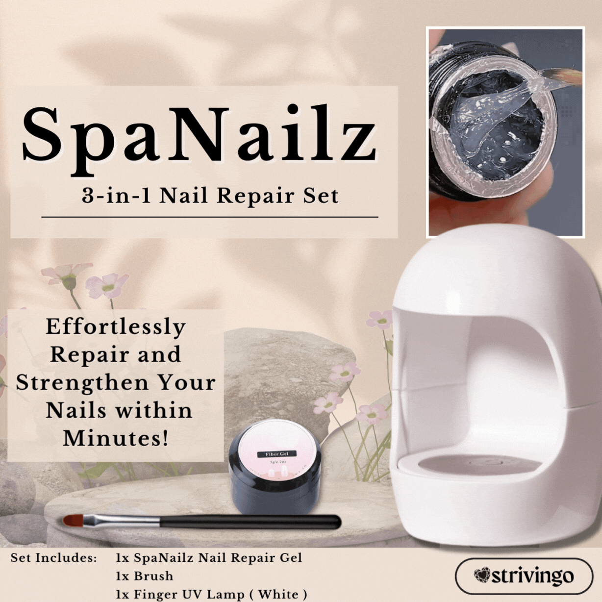 Lighteme 3 in 1 Nagelreparaturset | inkl. Pinsel &amp; UV-Lampe