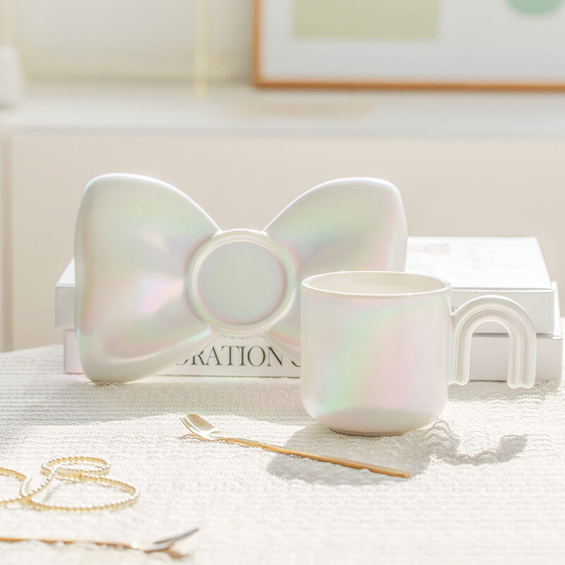 Lighteme Spring Bowknot Ceramic Cup and Saucer