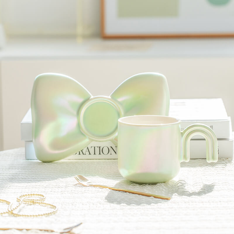 Lighteme Spring Bowknot Ceramic Cup and Saucer