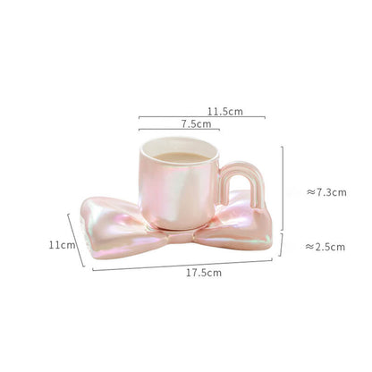 Lighteme Spring Bowknot Ceramic Cup and Saucer