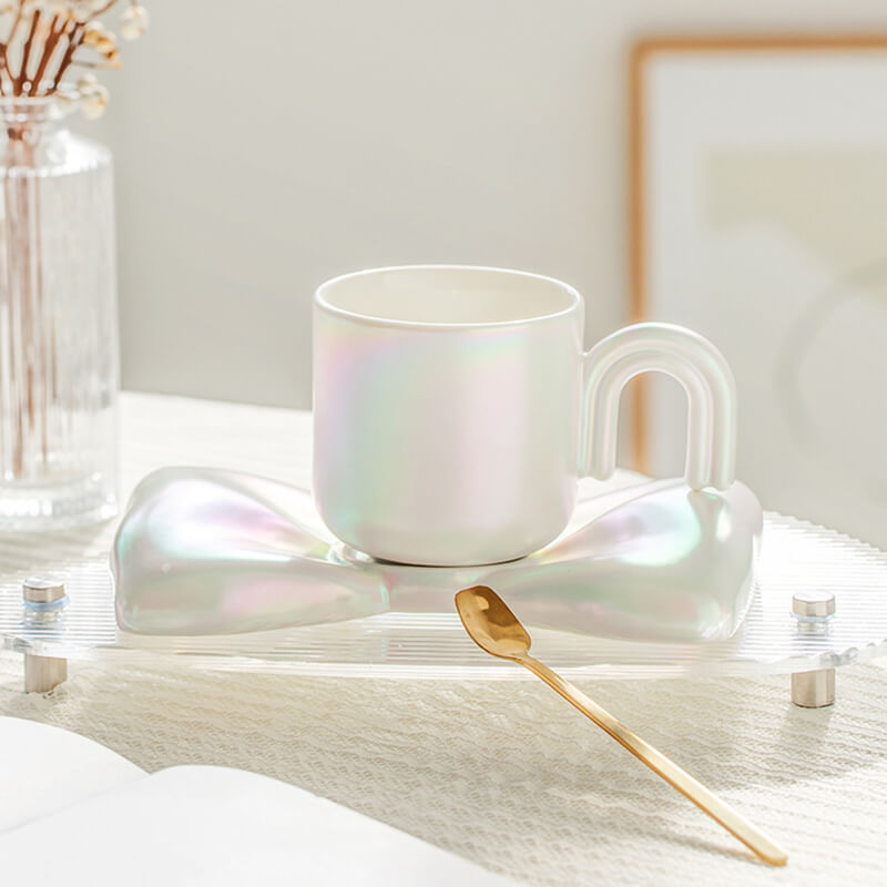Lighteme Spring Bowknot Ceramic Cup and Saucer