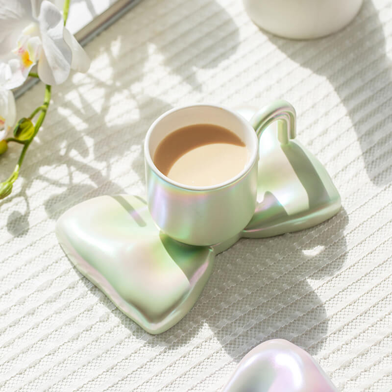 Lighteme Spring Bowknot Ceramic Cup and Saucer
