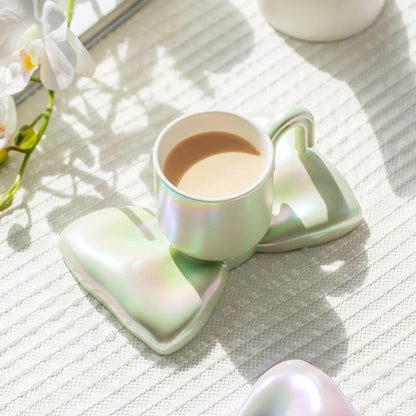 Lighteme Spring Bowknot Ceramic Cup and Saucer