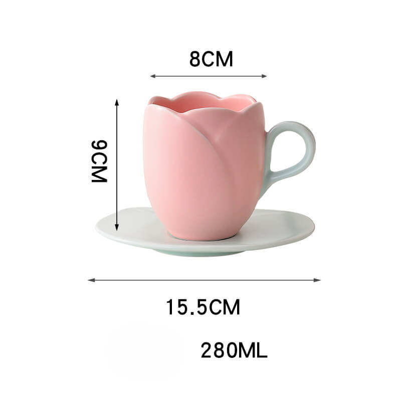 Lighteme Spring Tulip Ceramic Cup and Saucer
