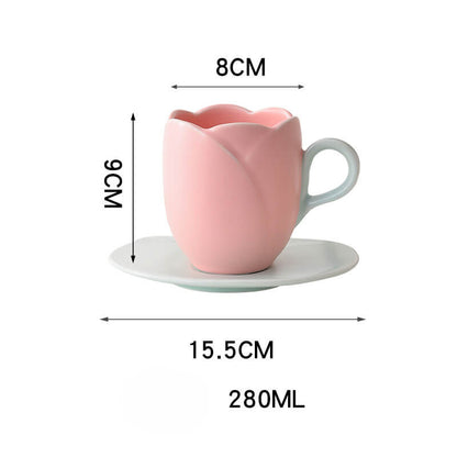 Lighteme Spring Tulip Ceramic Cup and Saucer