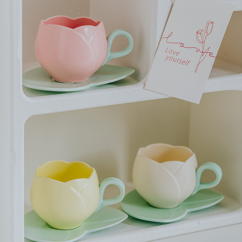 Lighteme Spring Tulip Ceramic Cup and Saucer