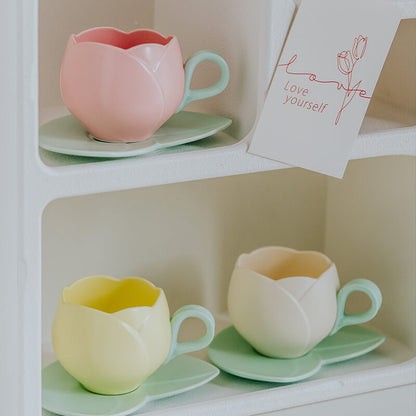Lighteme Spring Tulip Ceramic Cup and Saucer