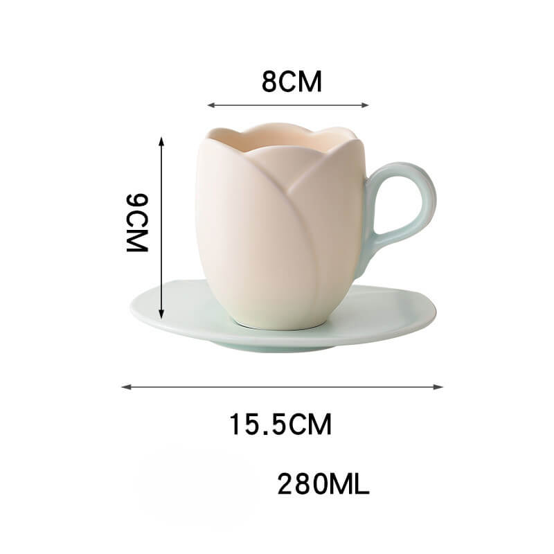 Lighteme Spring Tulip Ceramic Cup and Saucer