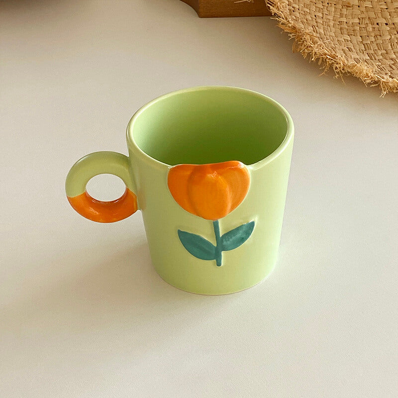 Lighteme Spring Tulip Embossed Ceramic Mug
