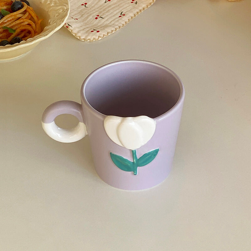 Lighteme Spring Tulip Embossed Ceramic Mug