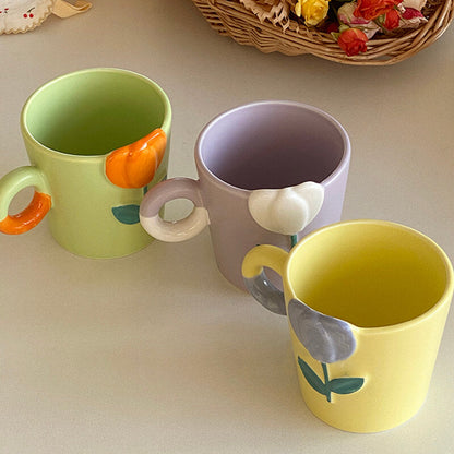 Lighteme Spring Tulip Embossed Ceramic Mug