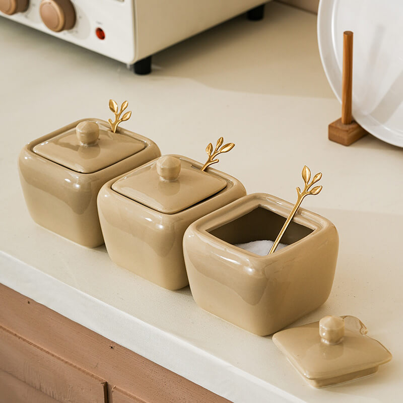 Lighteme Square Ceramic Seasoning Jar Set