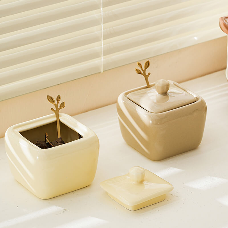 Lighteme Square Ceramic Seasoning Jar Set