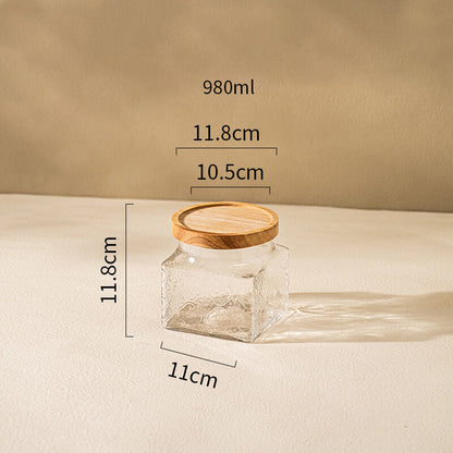 Lighteme Square Embossed Glass Storage Jar