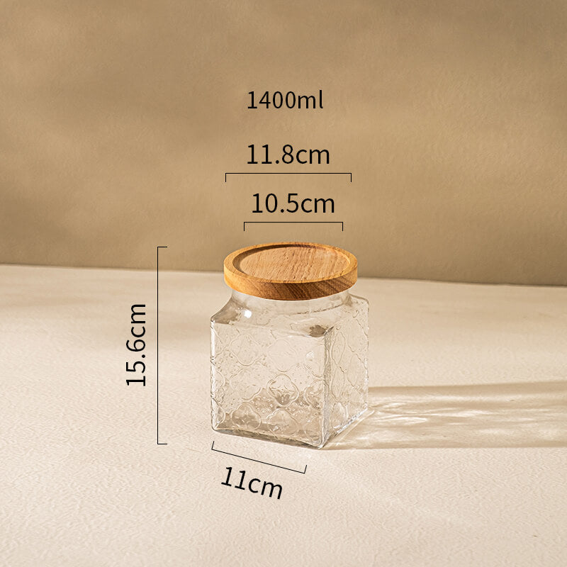 Lighteme Square Embossed Glass Storage Jar