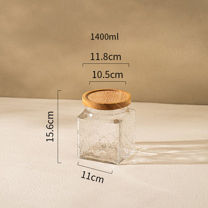 Lighteme Square Embossed Glass Storage Jar