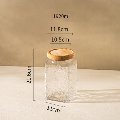 Lighteme Square Embossed Glass Storage Jar