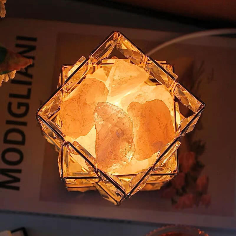 Lighteme Square Salt Stone Crystal Lamp