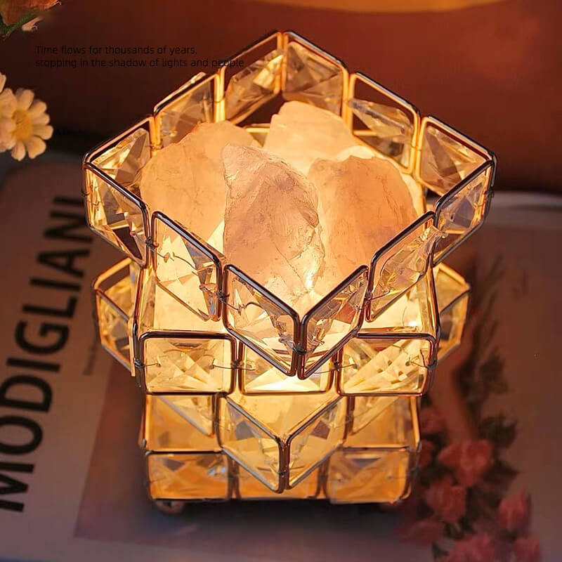 Lighteme Square Salt Stone Crystal Lamp